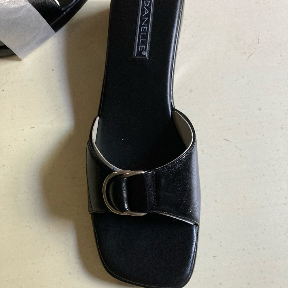 Danelle Black Mules with Decorative Buckle - Picture 2 of 5